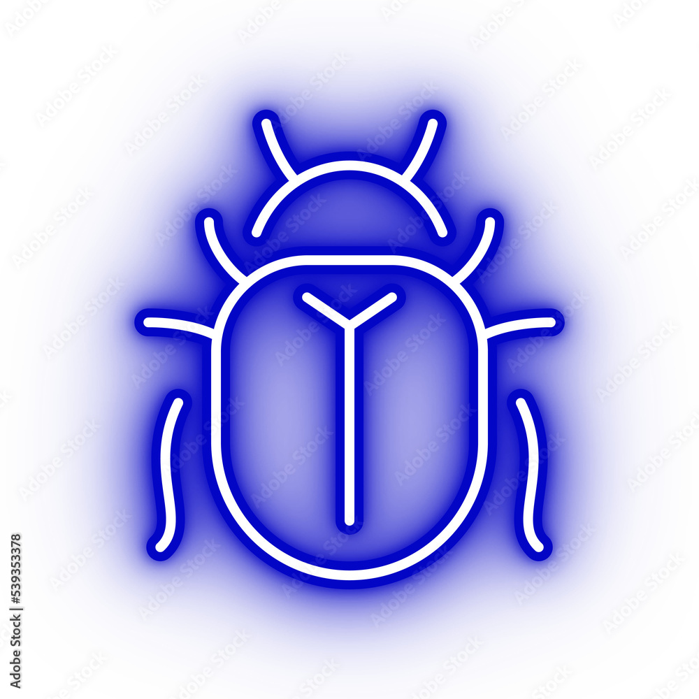 Neon dark blue beetle icon, bug illustration on transparent background Neon dark blue beetle icon, bug illustration on transparent background