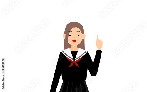 セーラー服を着た女子生徒、指さししてアドバイスする