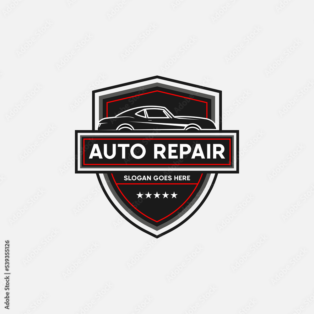 Obraz premium Classic car repair and service logo premium Vector, best for car shop,garage, spare parts logo emblem