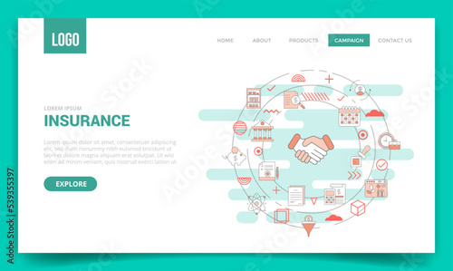 insurance concept with circle icon for website template or landing page homepage