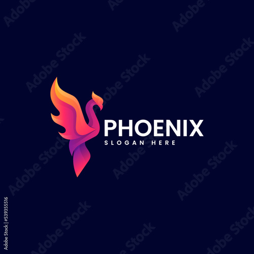 Vector Logo Illustration Phoenix Gradient Colorful Style