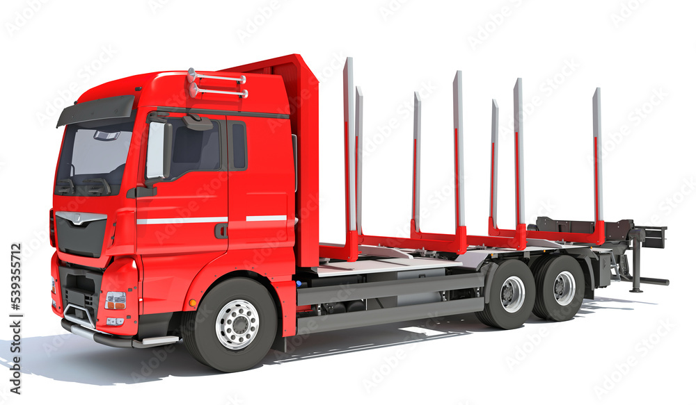 Forestry Logging Truck 3D rendering on white background Forestry Logging Truck 3D rendering on white background