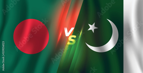 Bangladesh vs Pakistan waving flag background illustration, sports banner  