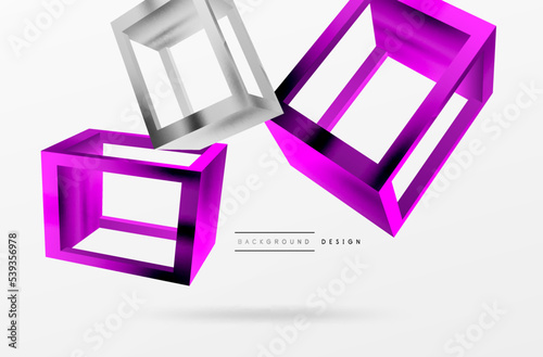 3D cube shapes vector geometric background. Trendy techno business template for wallpaper, banner, background or landing