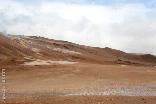 Hverir mud pools day view, Iceland landmark