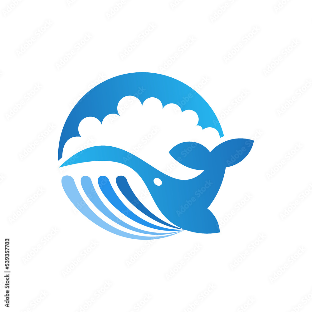Flat whale logo design vector Flat whale logo design vector