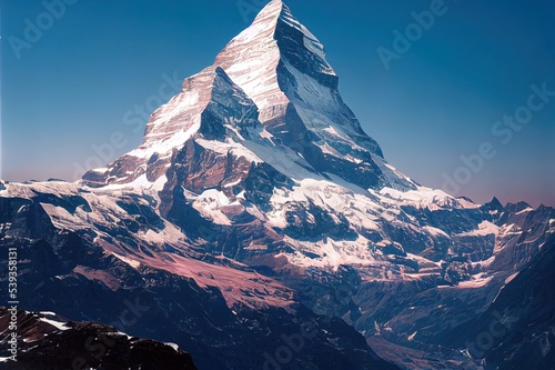 The Matterhorn ( Italian Cervino, French Cervin) is a mountain of the Alps located in the border between Switzerland and Italy. Isolated on white background