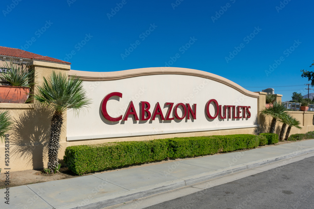 Cabazon Outlets sign, logo at outlet mall Cabazon, California, USA