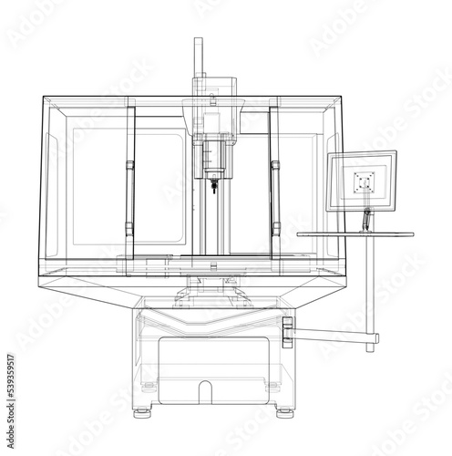 Metalworking CNC milling machine. Vector