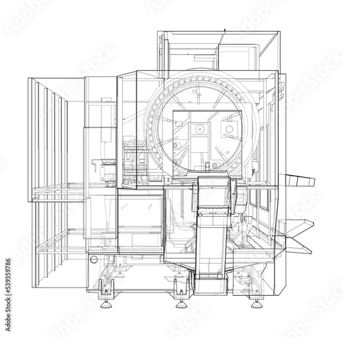 Metalworking CNC milling machine. Vector