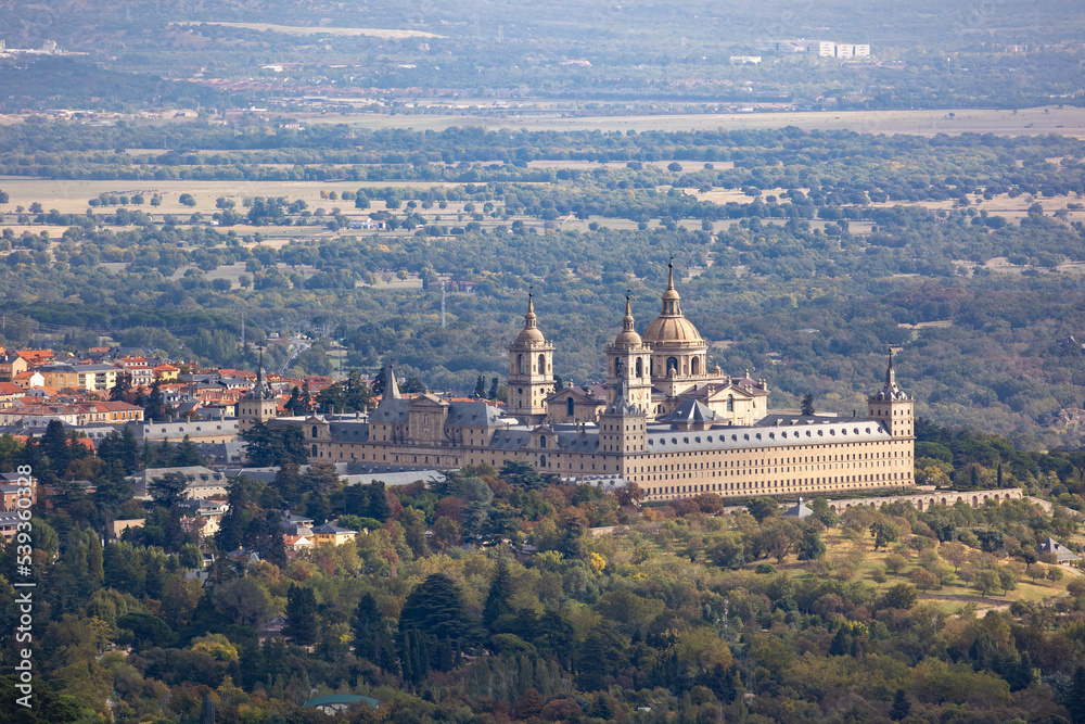 views of The Royal Seat of San Lorenzo de El Escorial from the port of the green cross