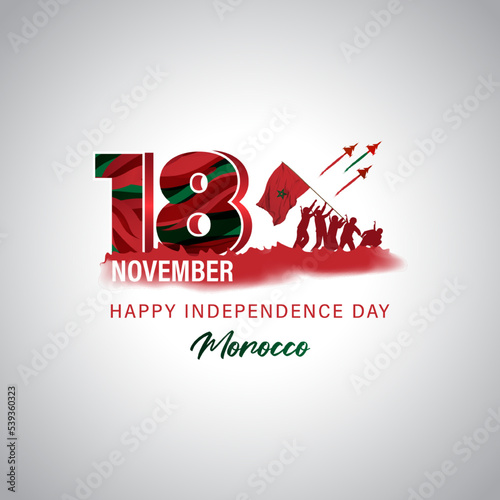 Tablou canvas Vector illustration of happy Morocco independence day banner
