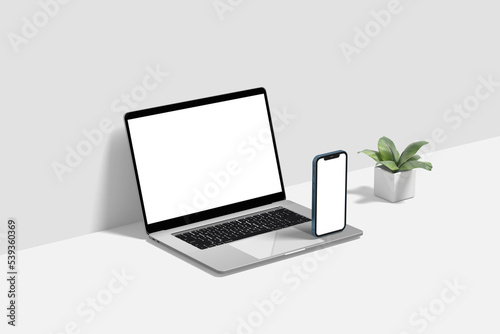 Laptop and Smartphone Screen mockup blank