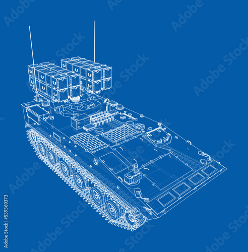 Military track missle system. Vector