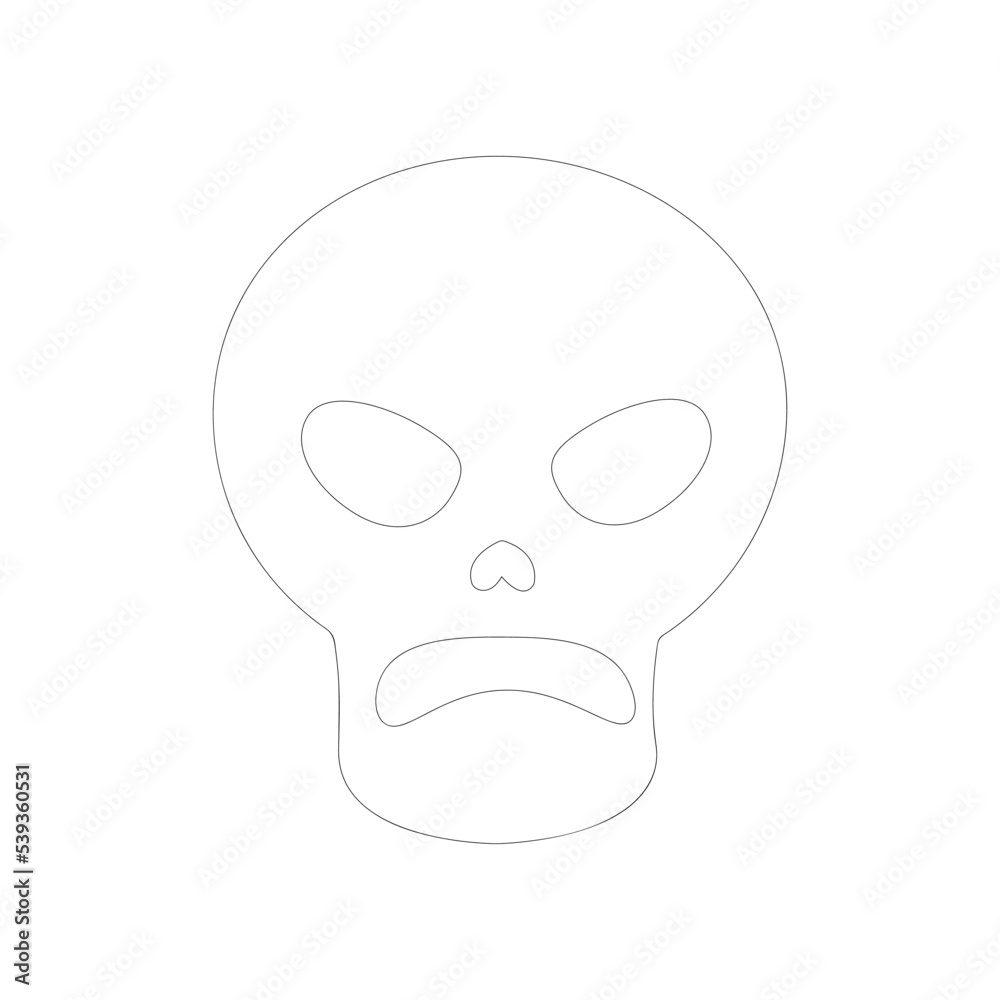 Skull with angry mood expression vector illustration. vector illustration. Halloween Skull vector Perfect for coloring book, textiles, icon, web, painting, children's books.