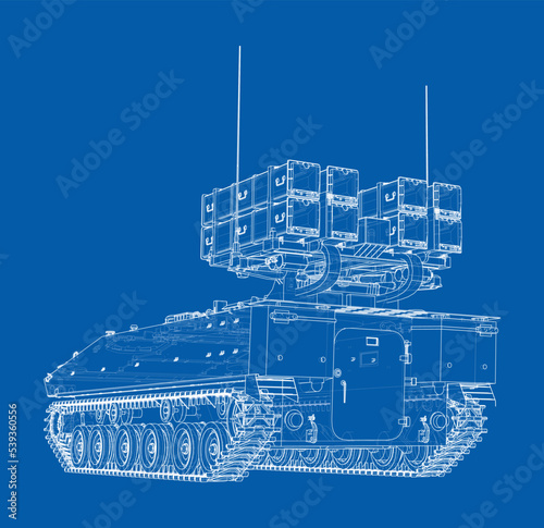 Military track missle system. Vector