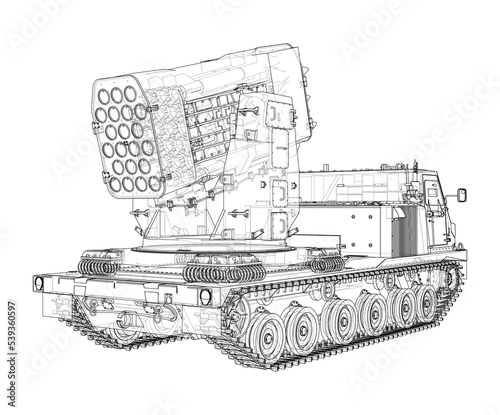 Military track missle system. Vector