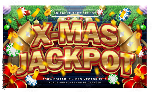 x-mas jackpot 3d text effect and editable text effect with christmas background