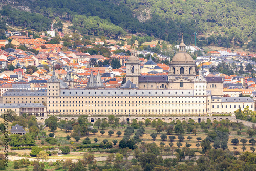 views of The Royal Seat of San Lorenzo de El Escorial from the chair of Felipe II, a viewpoint carved into the granite rock in front of the monastery