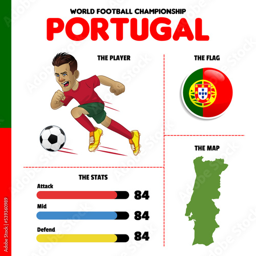 vector object set of Portugal football team