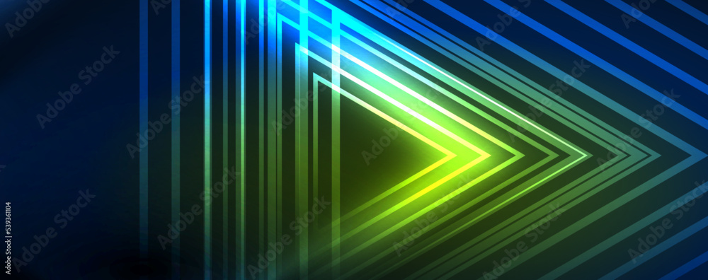 Neon glowing techno lines, hi-tech futuristic abstract background template. Vector illustration for wallpaper, banner, background, leaflet, catalog, cover, flyer