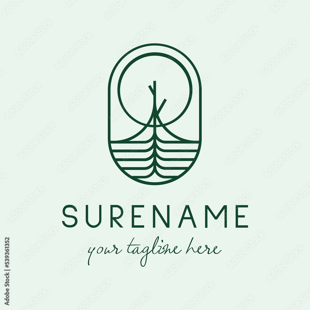 seed green with sun line art logo illustration inspirations custom logo design vector illustration