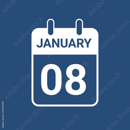 January 8 calendar icon , January calendar icon 