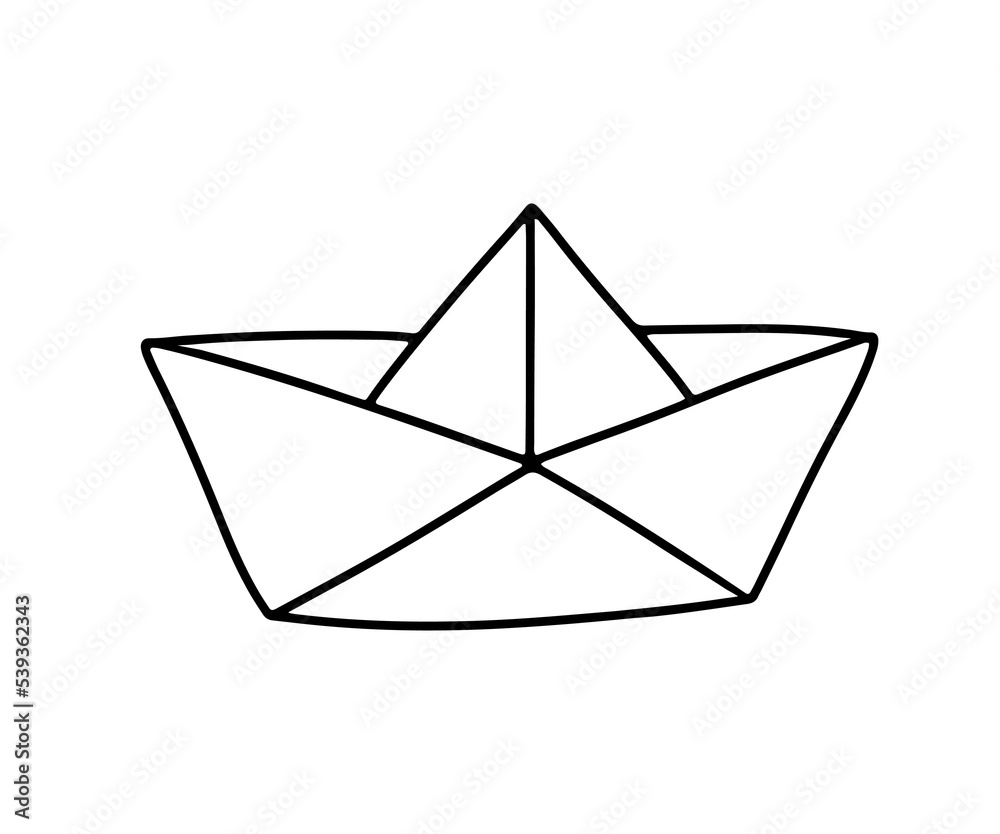Boat paper origami vector illustration isolated on white background. Doodle icon Boat paper origami vector illustration isolated on white background. Doodle icon