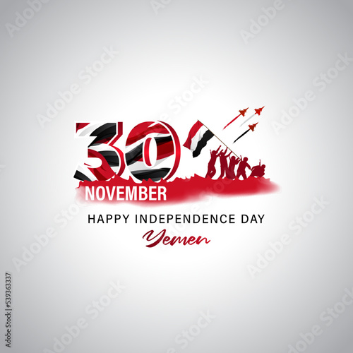 Vector illustration of Happy Yemen Independence Day patriotic banner