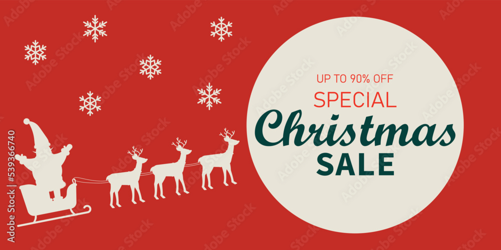 Banner Christmas Sale with Santa Claus on Reindeer Banner Christmas Sale with Santa Claus on Reindeer