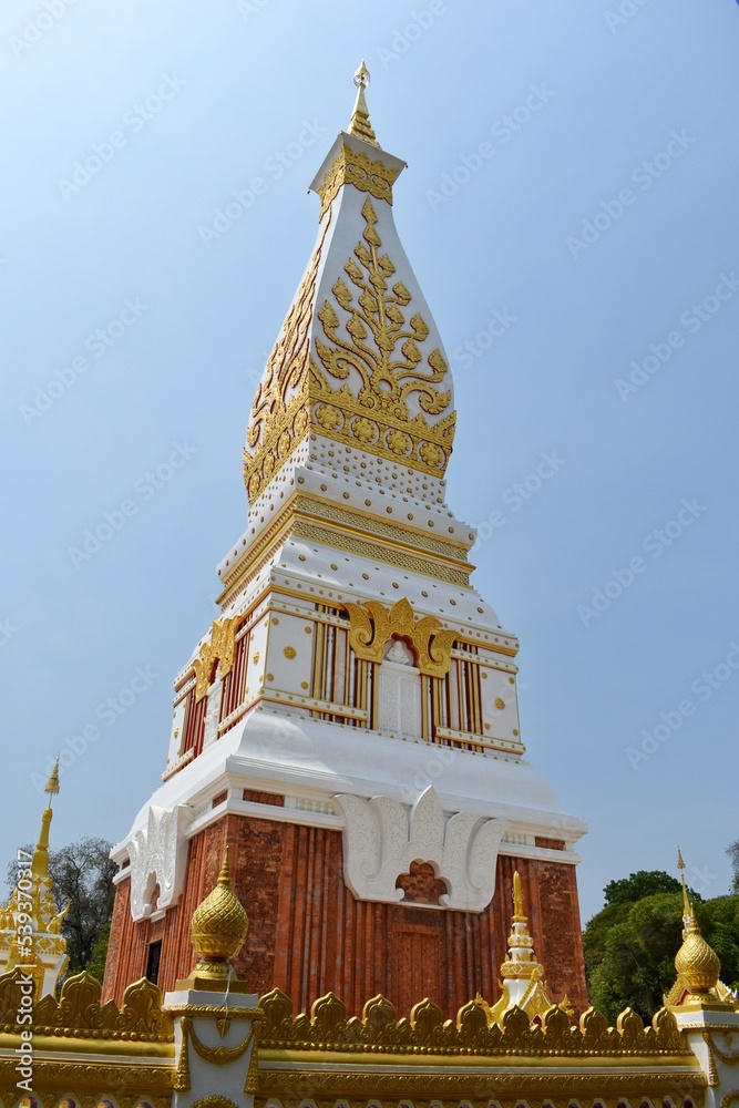 Naklejka premium That Phanom Pagoda at Wat Phra That Phanom, This temple is a popular pilgrimage destination for those born in the year of the Monkey.