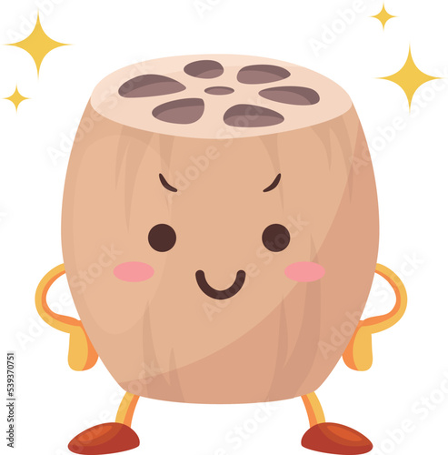 得意気な顔をしたかわいいレンコンのキャラクターのイラスト