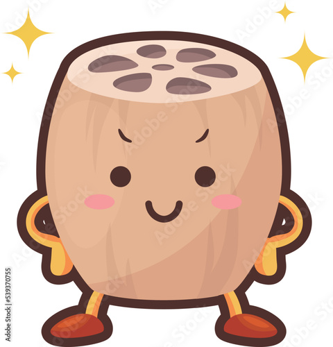 得意気な顔をしたかわいいレンコンのキャラクターのイラスト