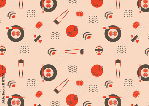 Japanese food, sushi seamless pattern 