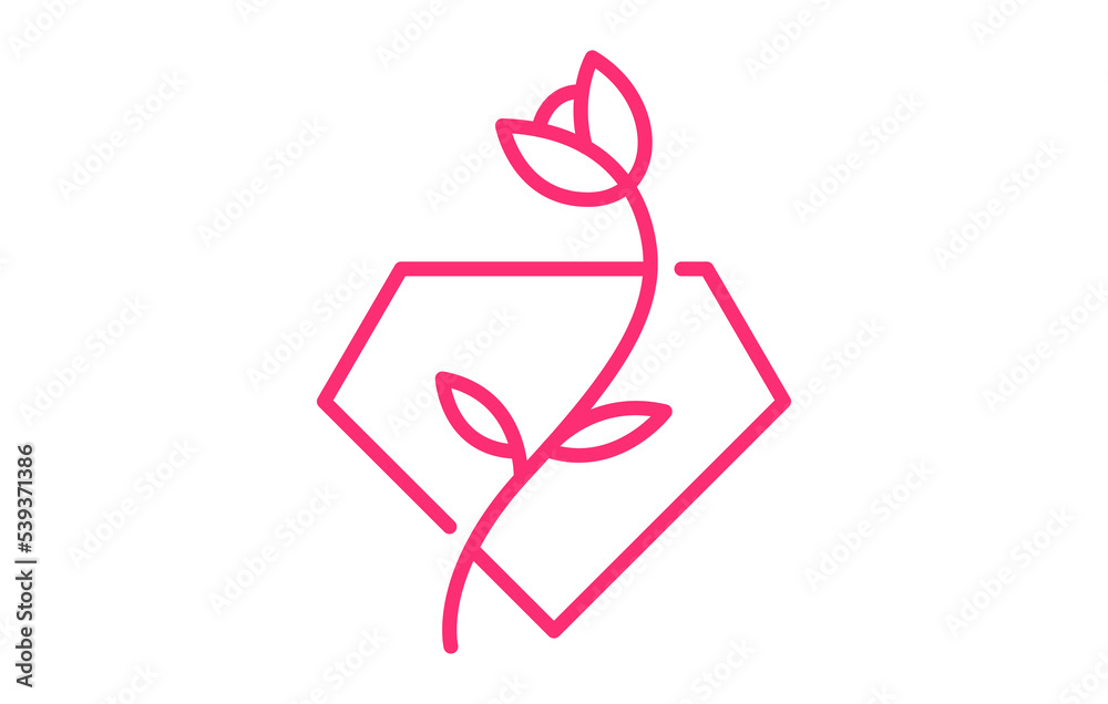 Diamond Flower Nature Line Logo Design Template Diamond Flower Nature Line Logo Design Template
