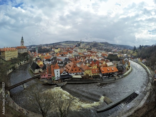 Cesky Krumlov is a town in the South Bohemian Region of the Czech Republic. Its historic centre, centred around the Cesky Krumlov Castle.