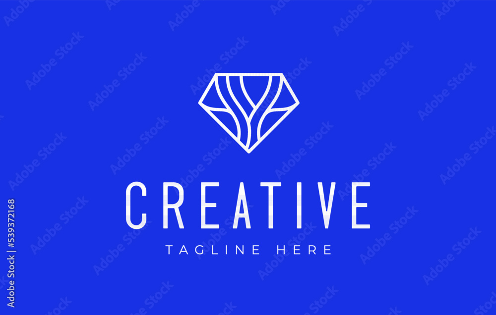 Fototapeta premium Nature Abstract Lines in Pentagon Diamond Logo Design Template