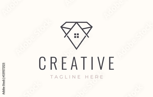 Home Store Lines Patterned Diamond Logo Design Template