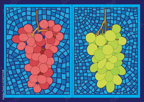 grape fruit colorful design moses stained glass and pattem background illustration vector
