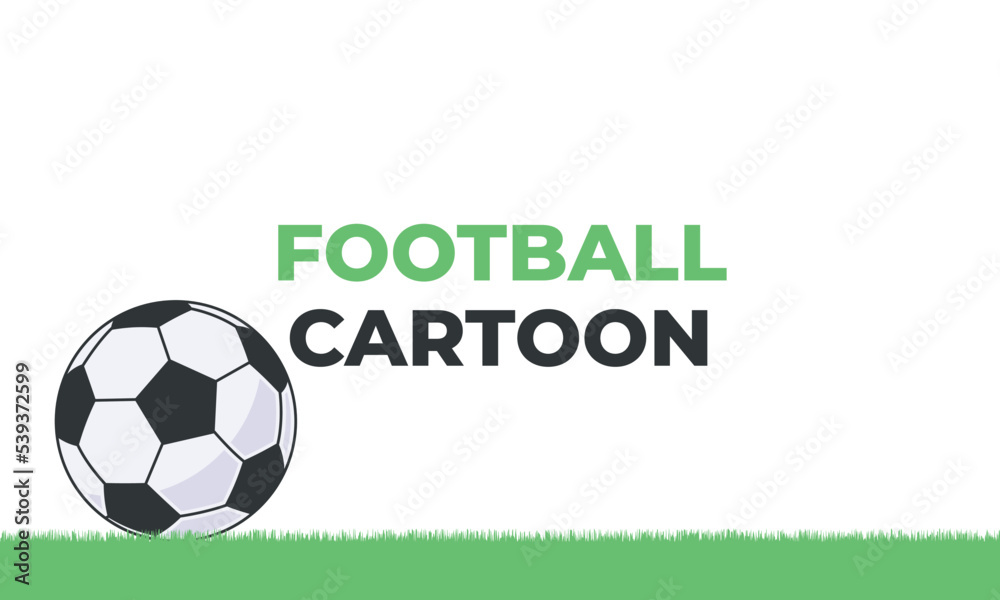 Cartoon soccer ball design on green grass isolated with white background Cartoon soccer ball design on green grass isolated with white background