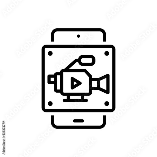 Black line icon for media