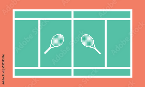 Tennis court top view. Tennis field sport competition background vector illustration