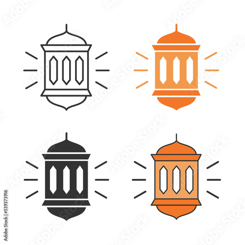 Oriental lantern icons set. Vector illustration.