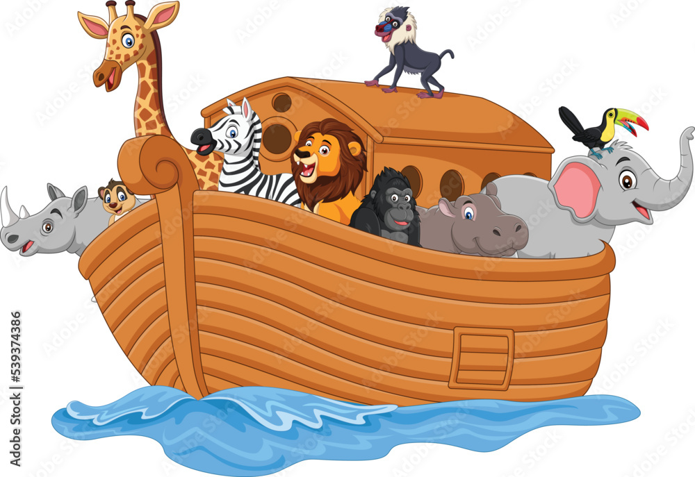 Cartoon noah ark with animals Stock Vector Adobe Stock