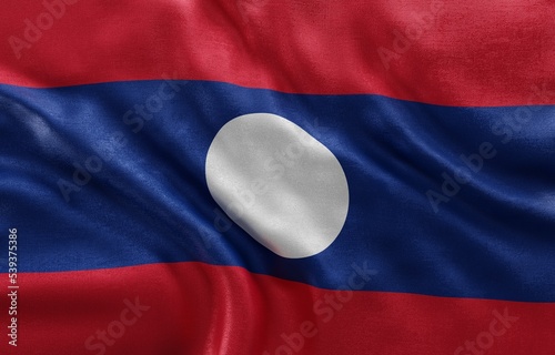 Flag of Laos background, Close-Up waving flag. 3d Rendering