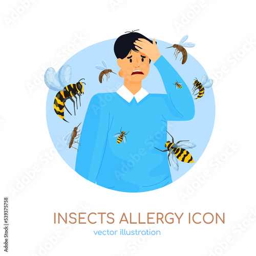 Insects bites allergy icon, pictogram. Editable vector illustration