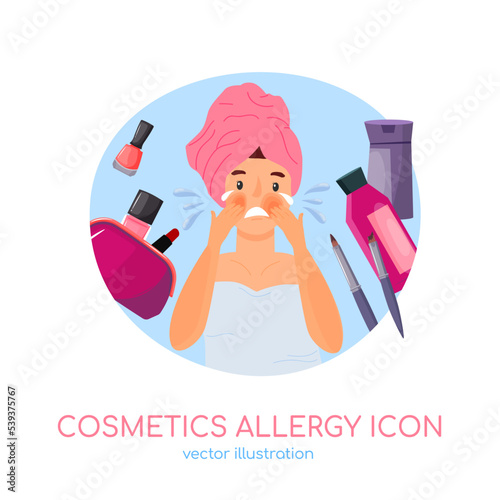 Cosmetic allergy icon, pictogram. Editable vector illustration