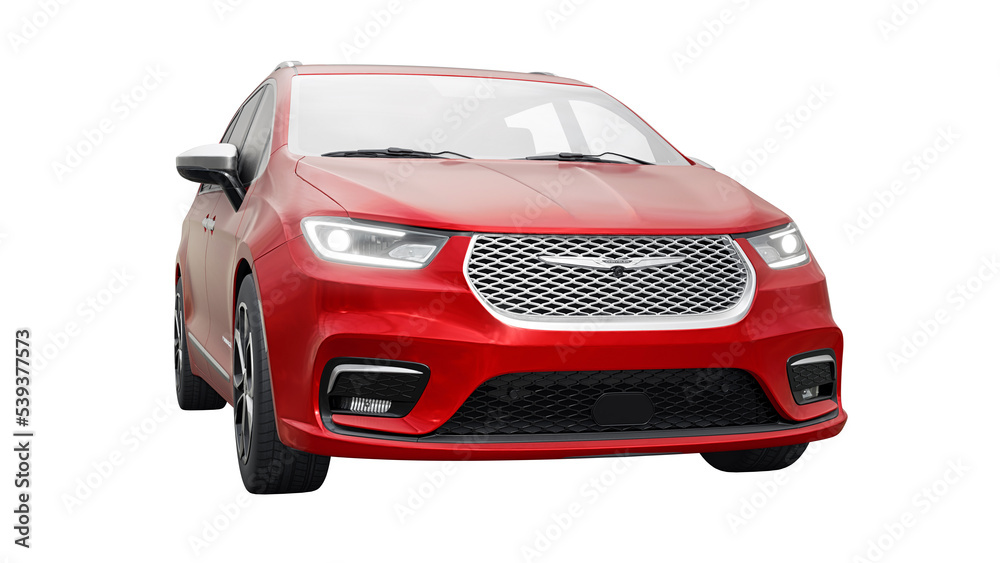 Dallas, USA. October 18, 2022. Chrysler Pacifica 2022. Big red modern  family minivan. 3d rendering Stock Illustration | Adobe Stock