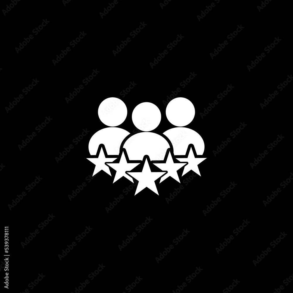 Team and 5 stars symbol icon isolated on dark background Team and 5 stars symbol icon isolated on dark background