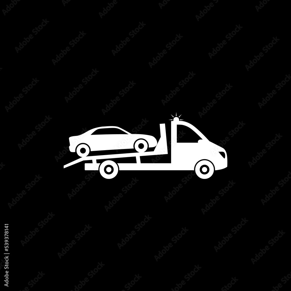 Tow truck icon isolated on dark background Tow truck icon isolated on dark background